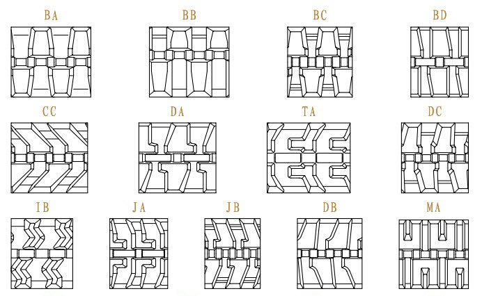 Cintura in gomma per escavatore 700X100X109